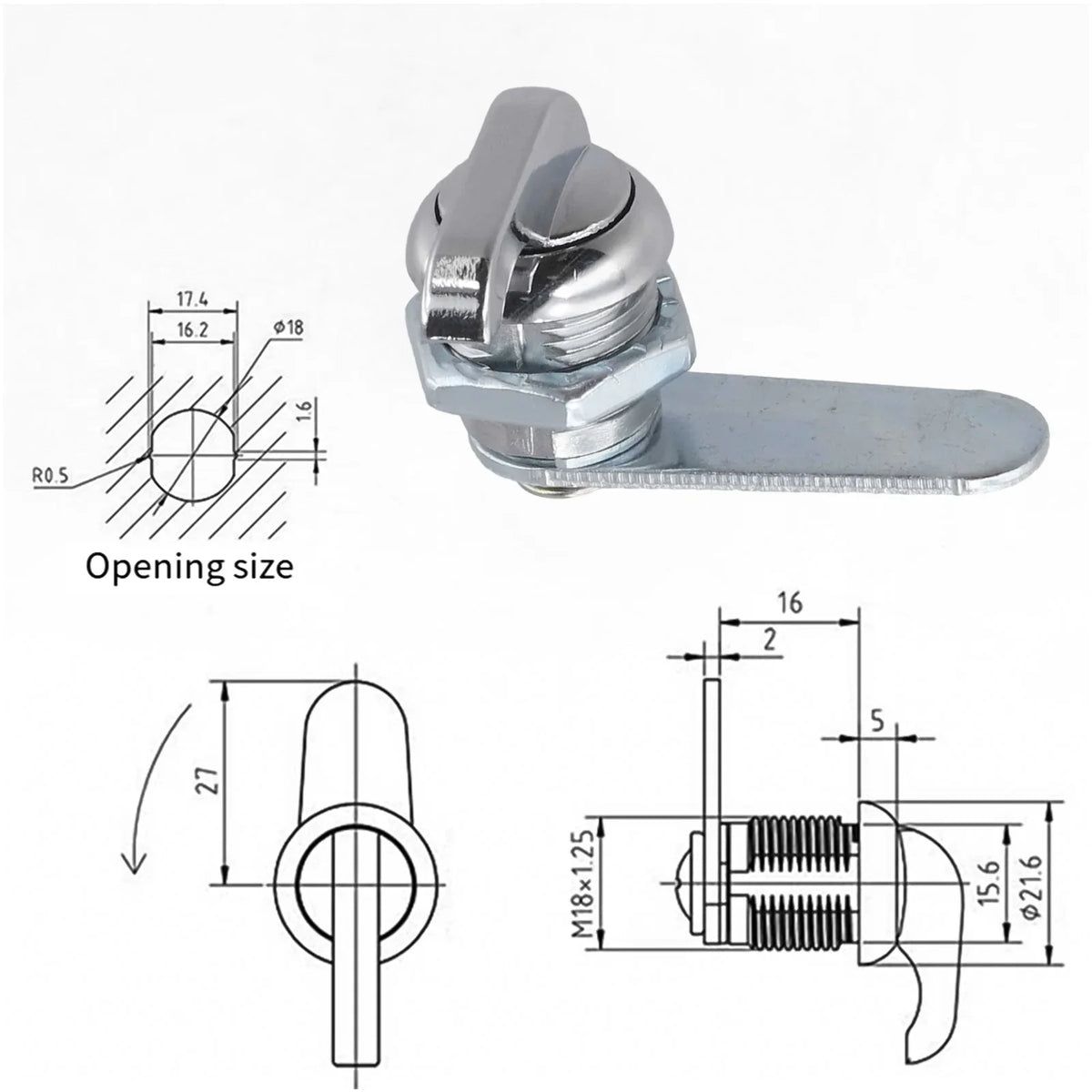 Keyless Cam Lock – Rotary Cylinder for Cabinets, Lockers & Yachts