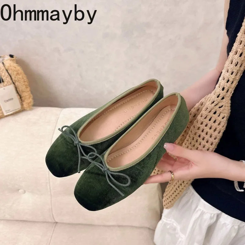 Women's Butterfly-Knot Ballet Flats – Soft Sole Slip-On Dress Shoes