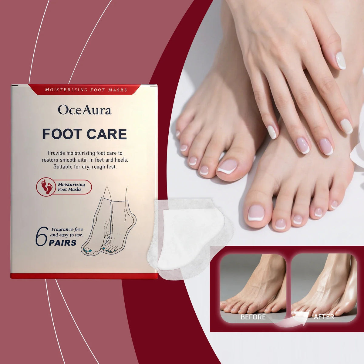 OceAura Shea Butter Hydrating Foot Mask Booties – 6 Pairs