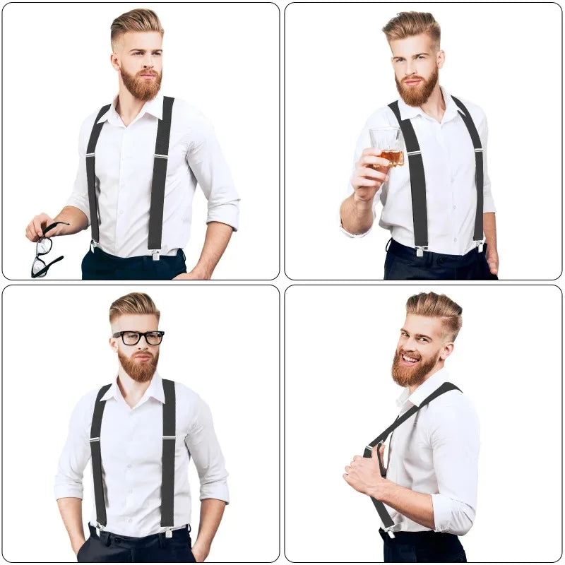 Men's Heavy-Duty Wide Elastic X-Back Suspenders