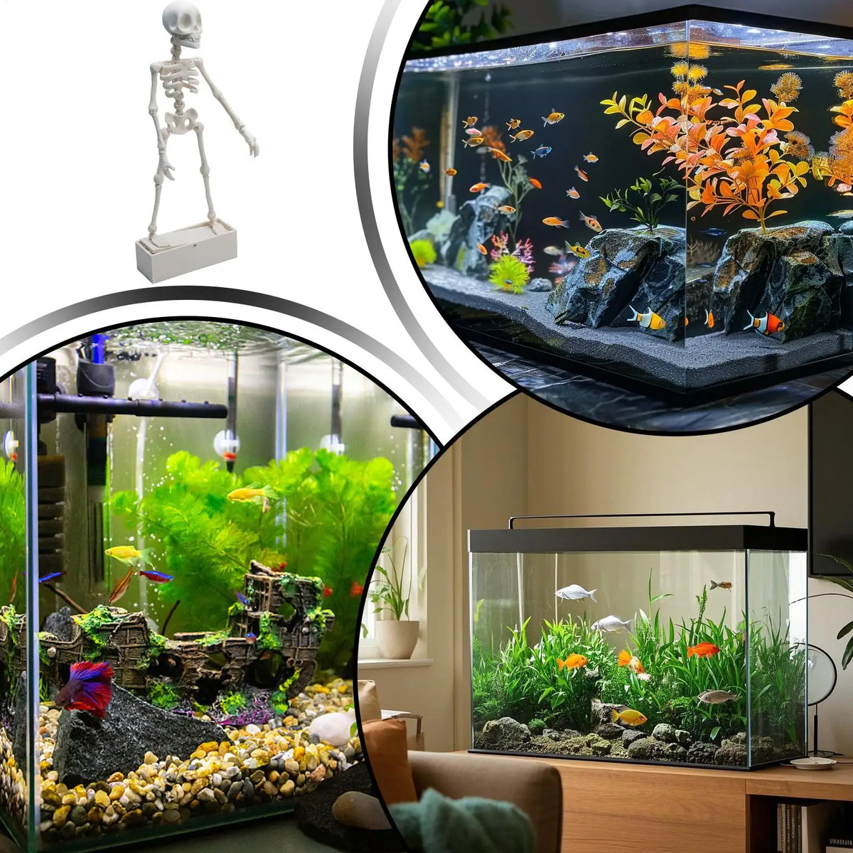 Dancing Skeleton Aquarium Bubbler Decoration with Air Hose