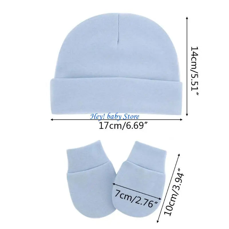 Baby Hat & No-Scratch Mittens Set | Soft Knit Turban Beanie