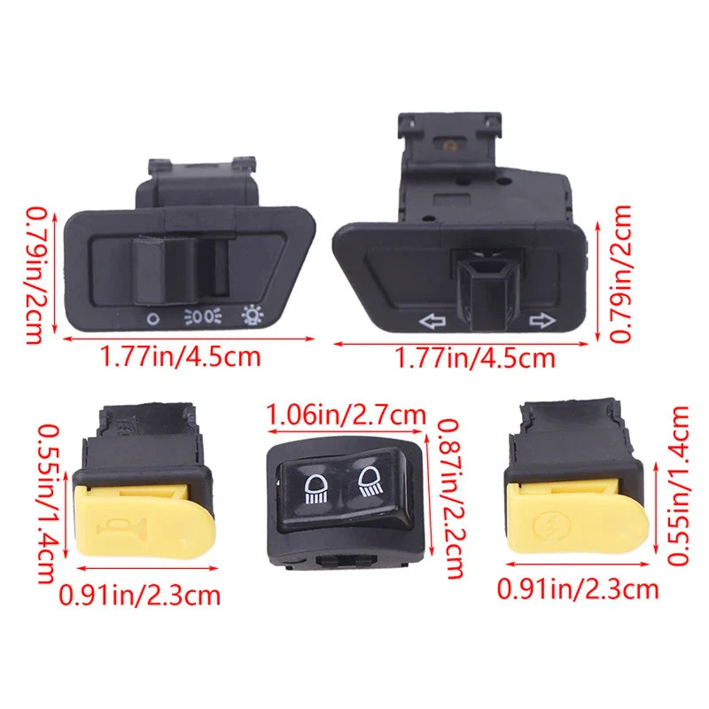 5-Piece Motorcycle Button Switch Set – Horn, Dimmer & Signals