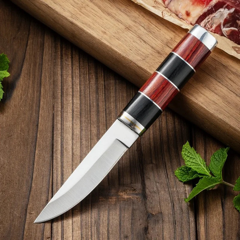 Stainless Steel Paring Knife – Wood Handle Fruit & Meat Knife