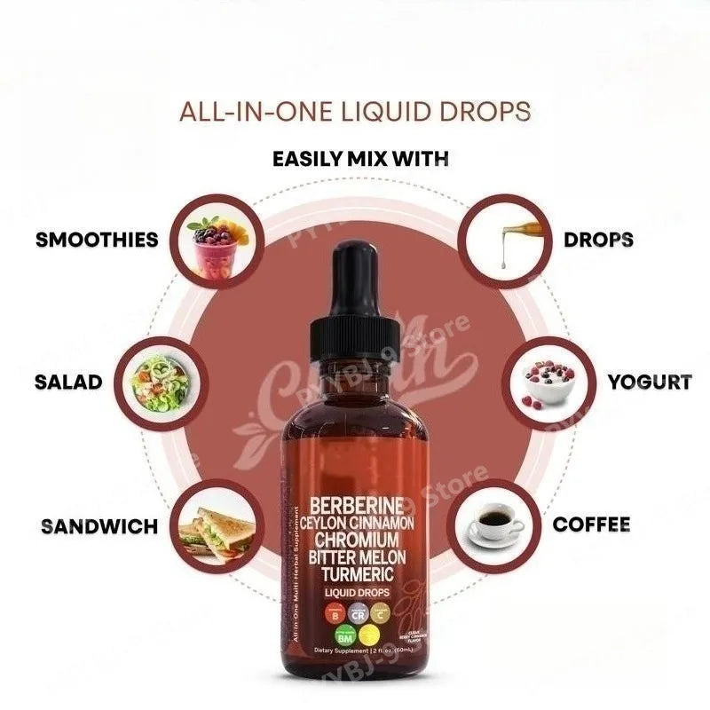 Berberine Chromium Turmeric Ginseng Liquid Drops 60ml
