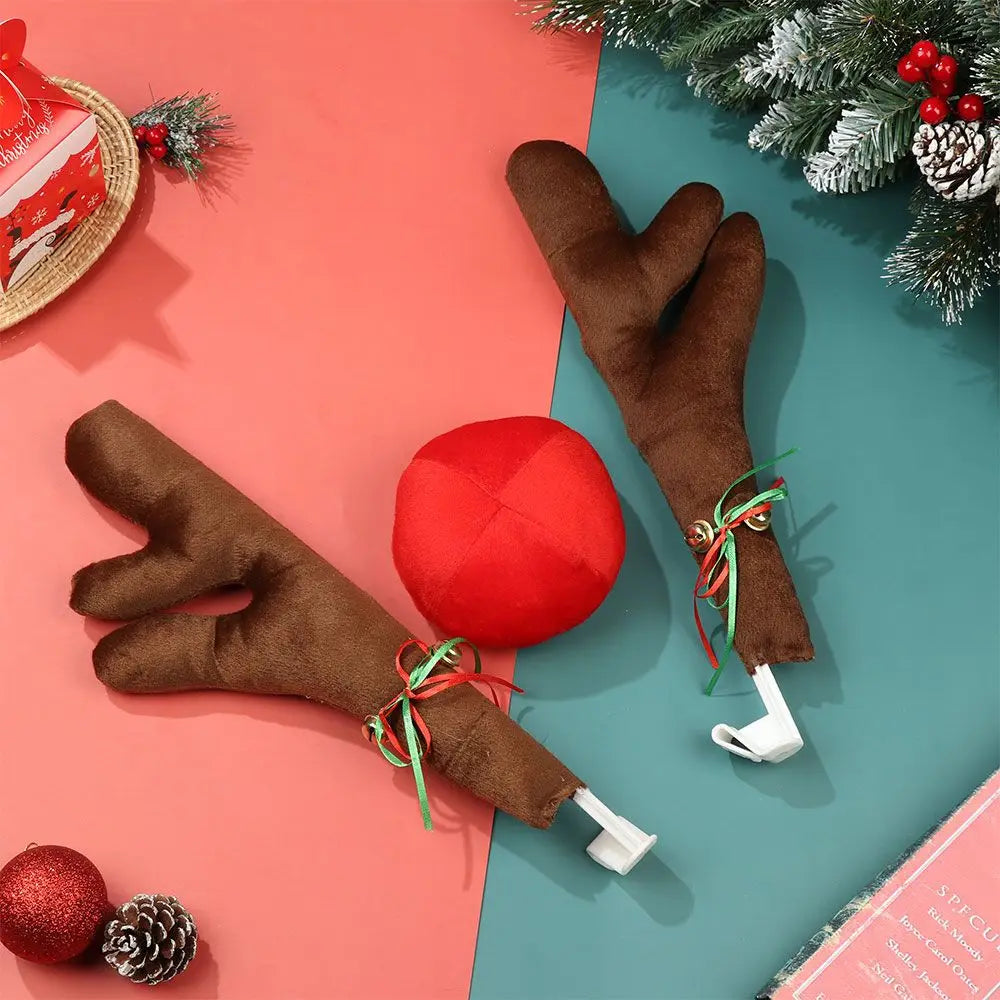 Christmas Reindeer Car Decoration – Antlers & Red Nose Kit