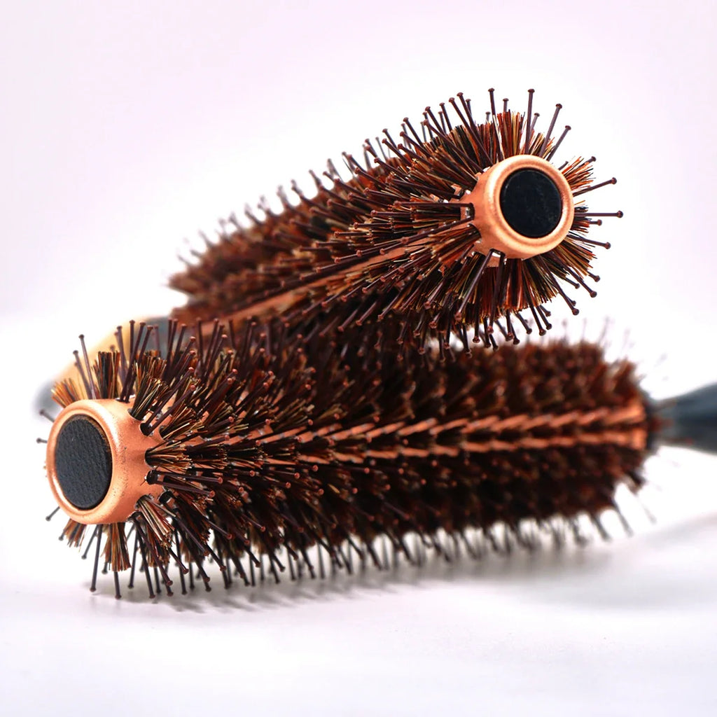 Boar Bristle Round Brush – Wood Handle Anti-Static Hair Comb