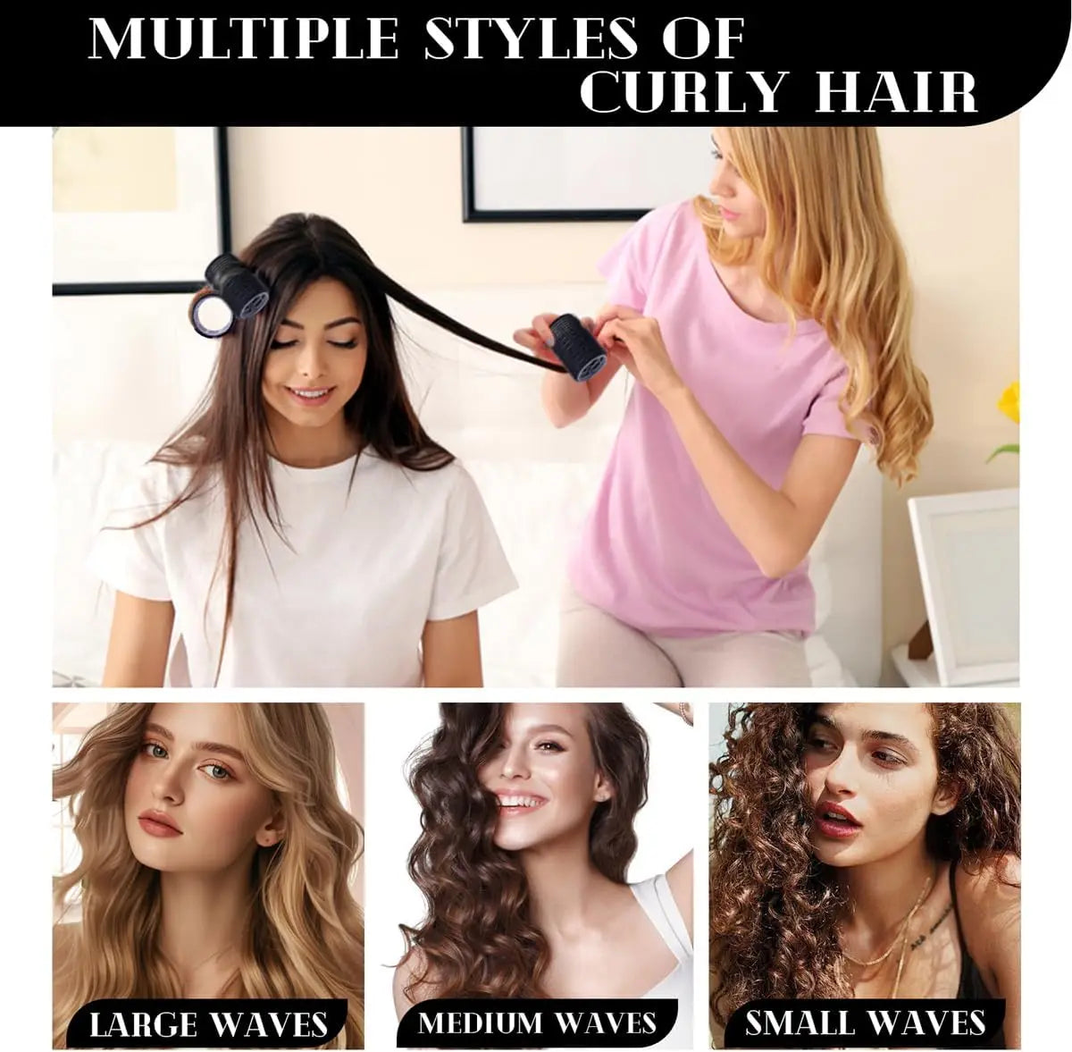 8-Piece Ceramic Hot Rollers Set for Long Hair – Bouncy Curls