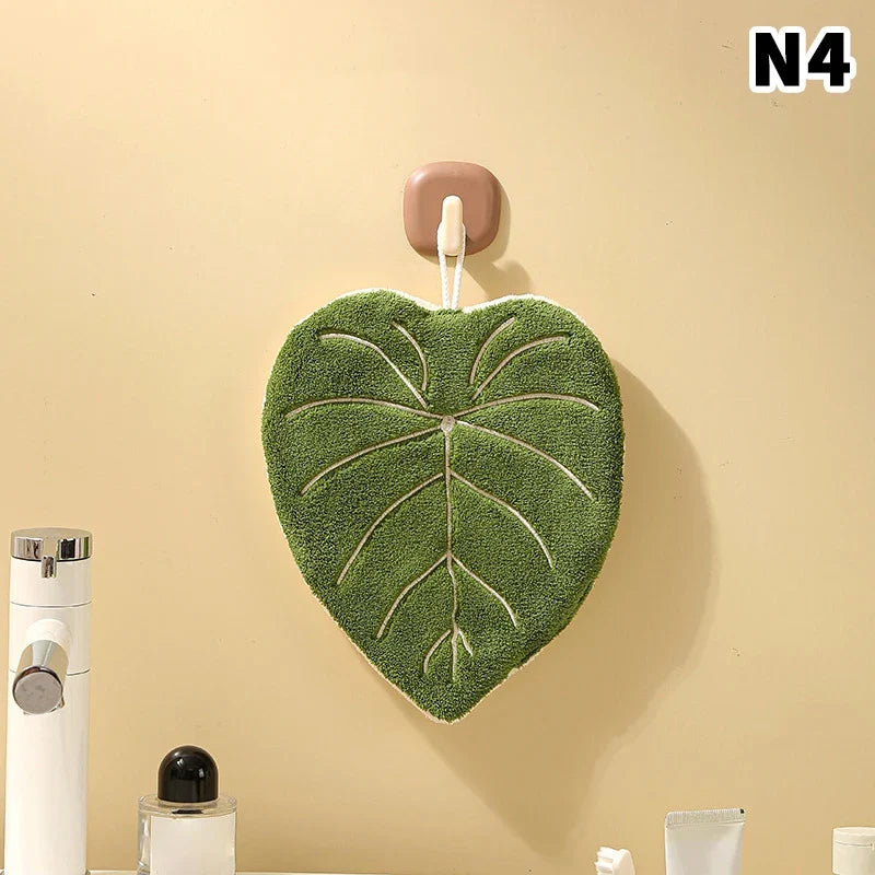Leaf-Shape Double-Layer Hand Towel | Fast-Dry Coral Fleece