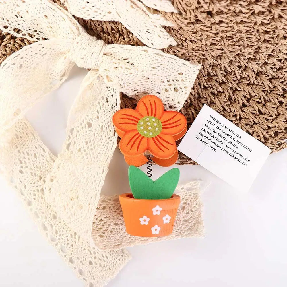 Wooden Flower Note & Photo Card Holder | Cute Desk Organizer