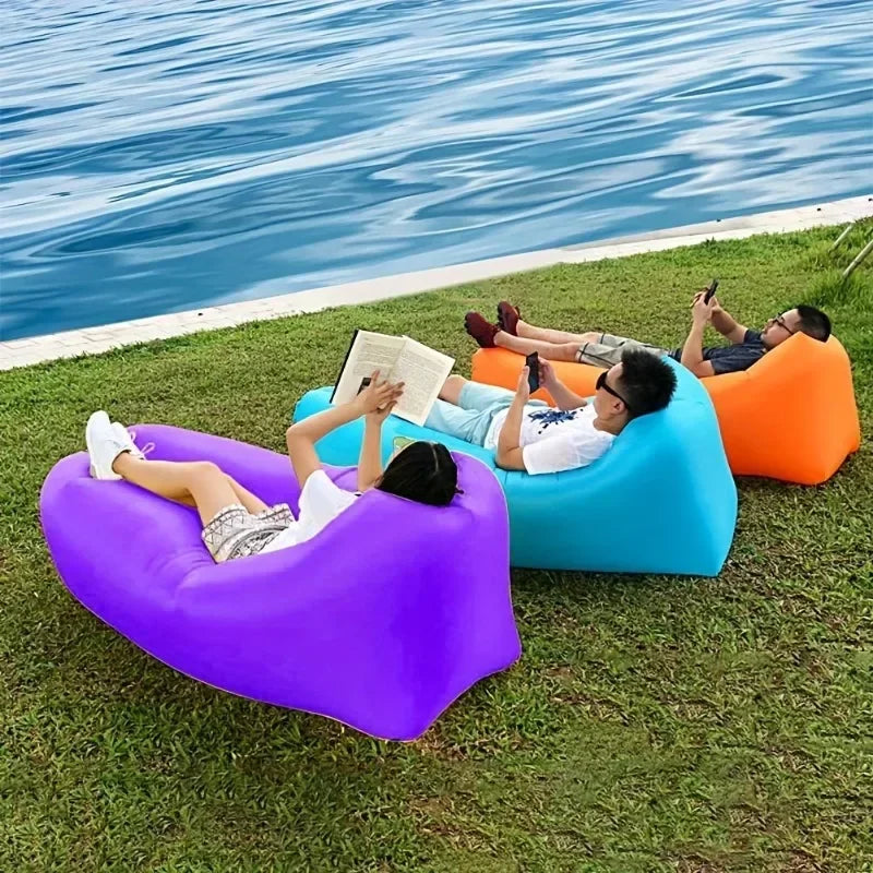 Inflatable Lounger Air Couch | Beach & Camping Chair + Bag