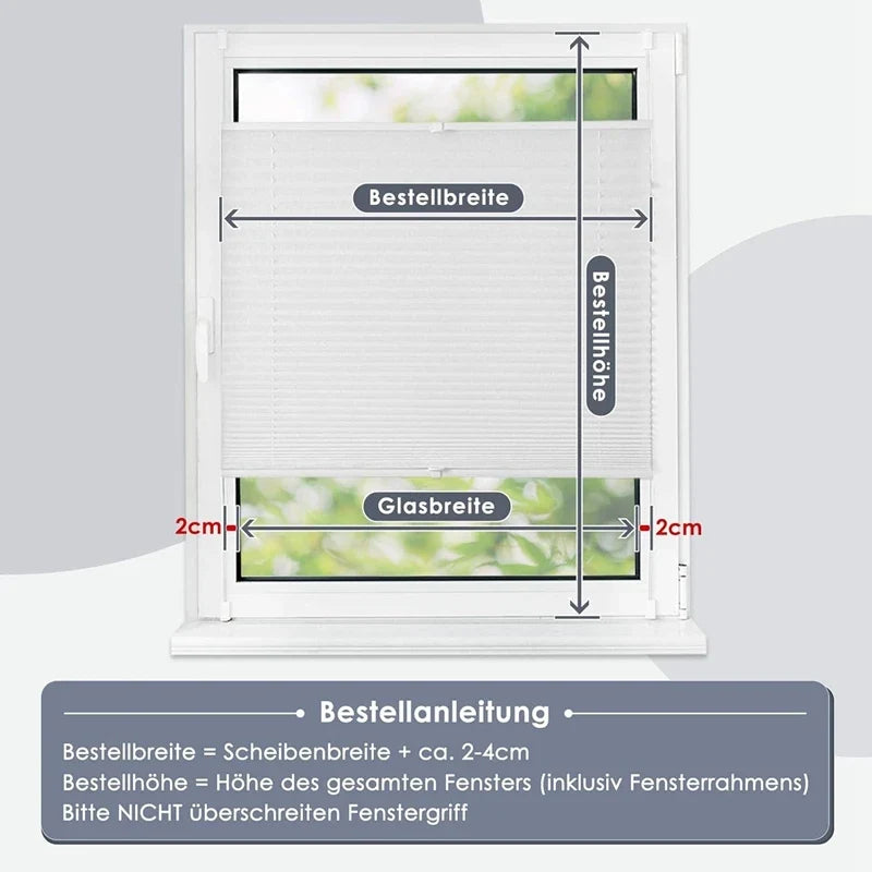 No-Drill Pleated Folding Blind | Klemmfix Privacy Window Blind