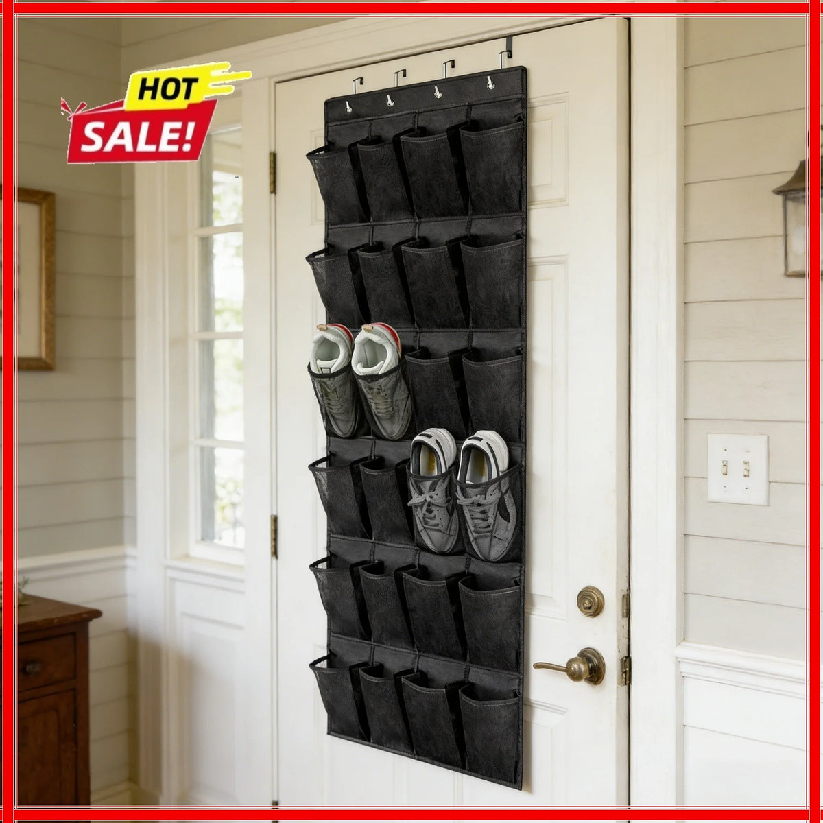 Over Door Shoe Rack 24 Large Mesh Pockets Hanging Organizer Closet