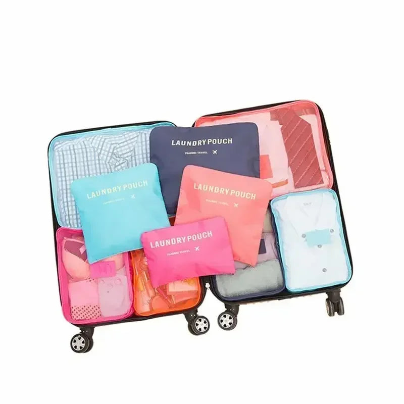 6-Piece Travel Packing Organizer Bags – Waterproof Luggage Set