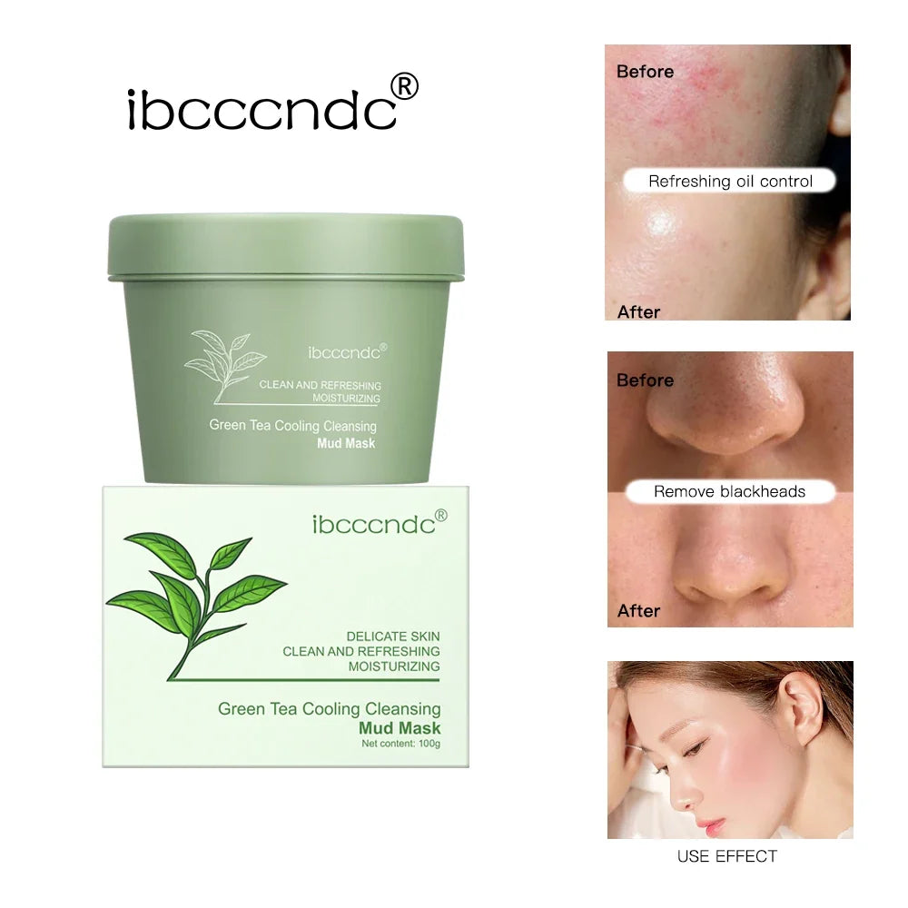 Green Tea Mud Clay Face Mask – Deep Cleansing & Pore Care 100g