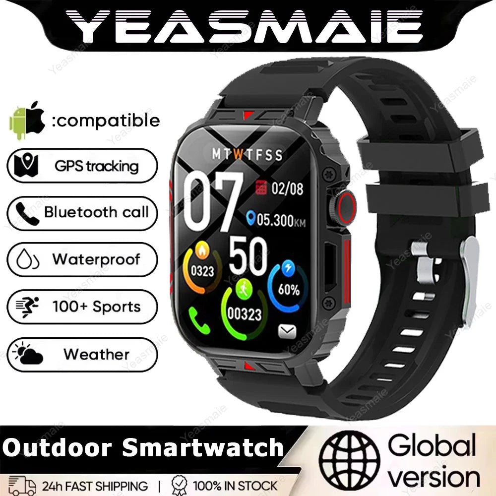 Military Smartwatch – Bluetooth Call, Heart Rate & SpO2 Monitor
