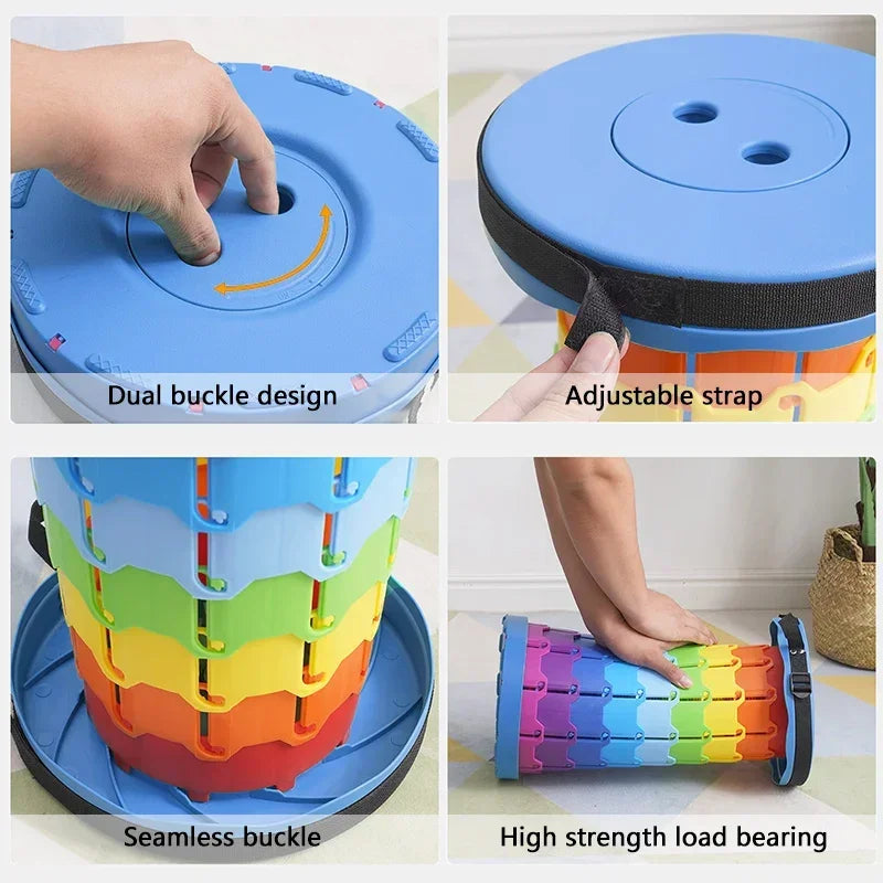 Portable Folding Stool – Adjustable Accordion Chair