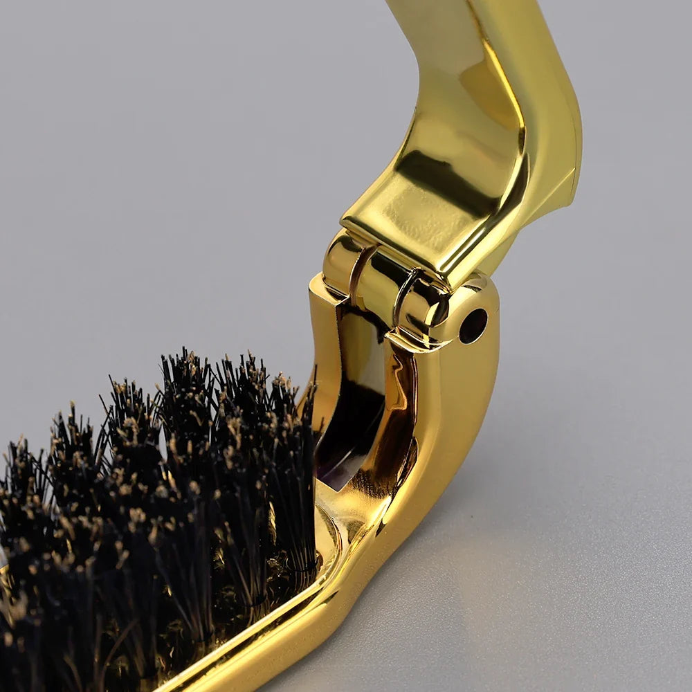 Folding Anti-Static Hair Brush & Beard Comb – Portable Styler