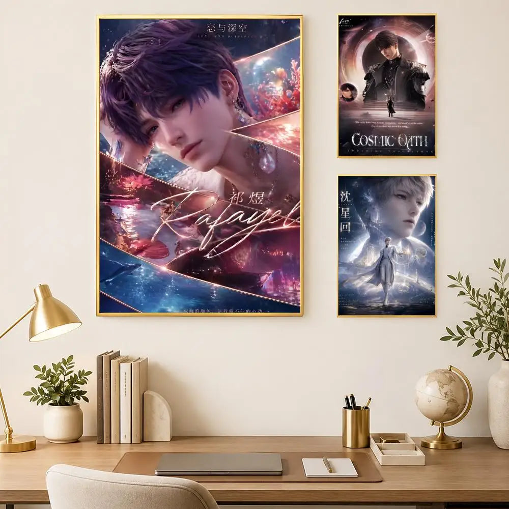 Love & Deepspace HD PVC Wall Poster – Self-Stick Waterproof