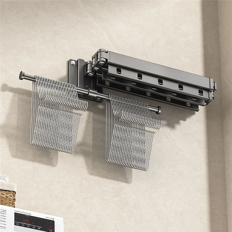 A36T-Wall-Mounted Clothes Drying Rack Foldable Telescopic Household