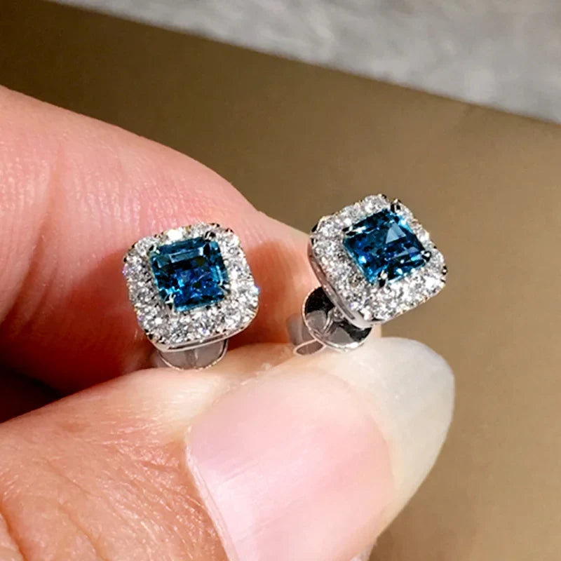 Huitan Cubic Zirconia Stud Earrings – Geometric Fashion Jewelry