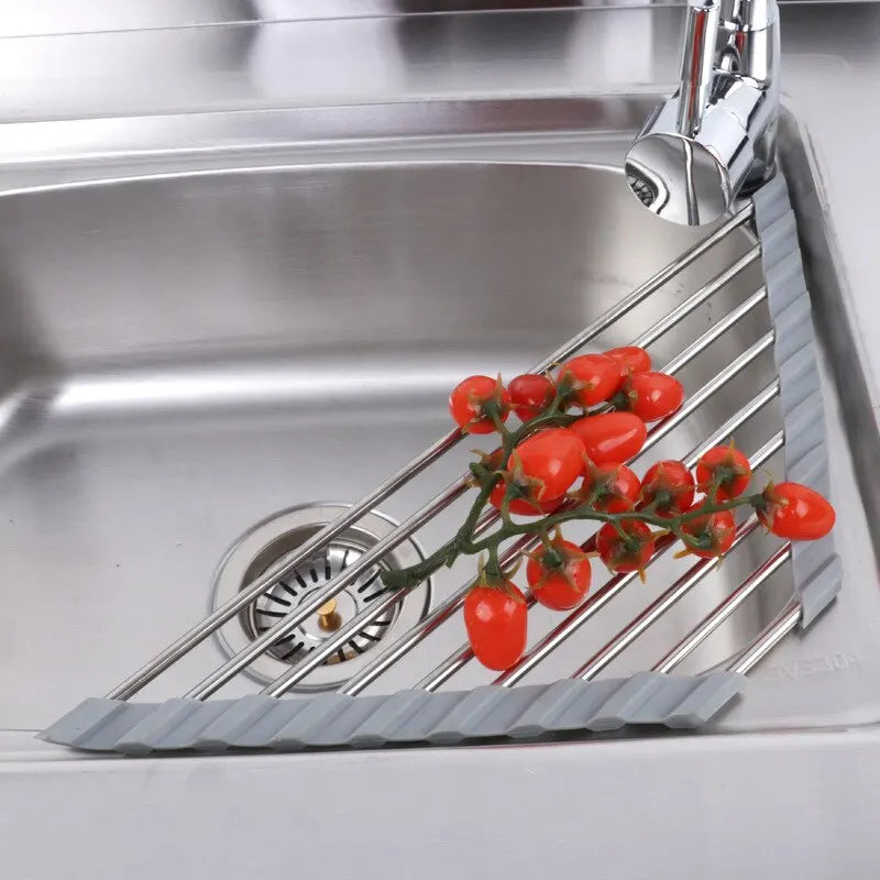 Kitchen Sink Water Filter Rack Foldable Triangular Storage Drain