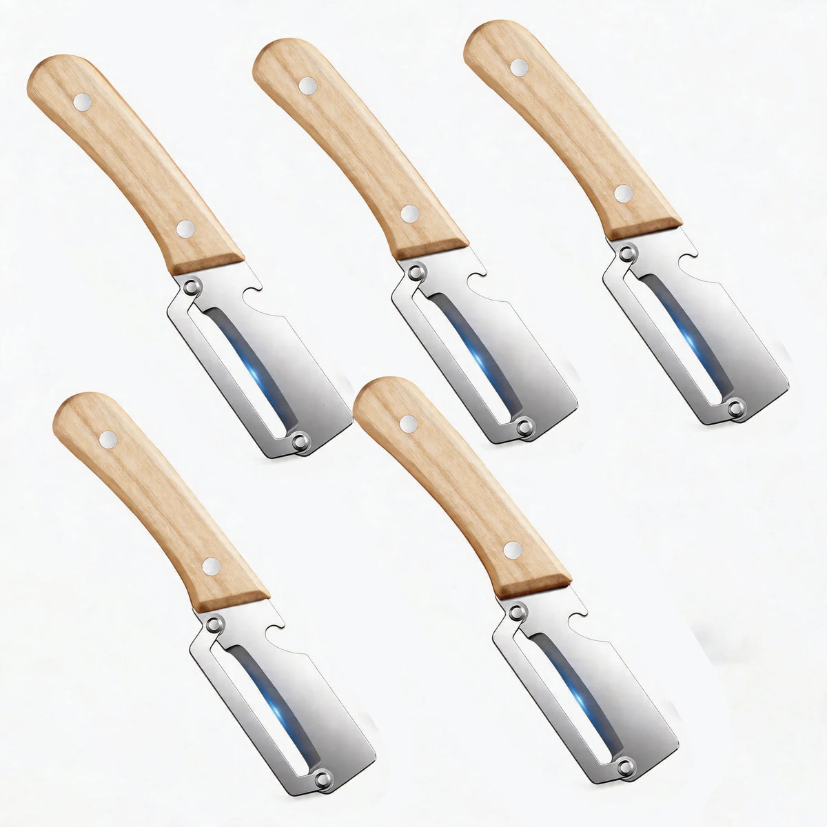 Stainless Steel Peeler Set with Wooden Handle – 1 to 10 Pc