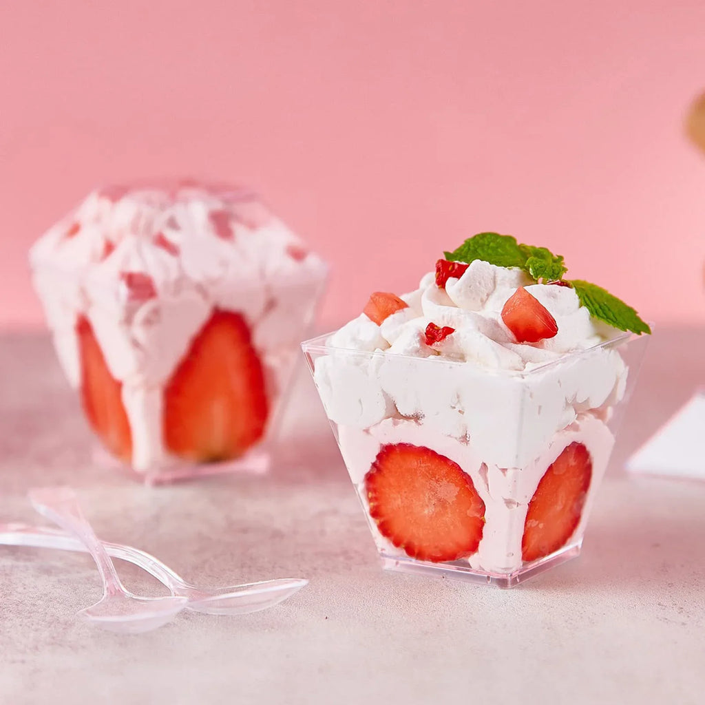 50pc Plastic Dessert Cups with Lids & Spoons – Pudding Cups
