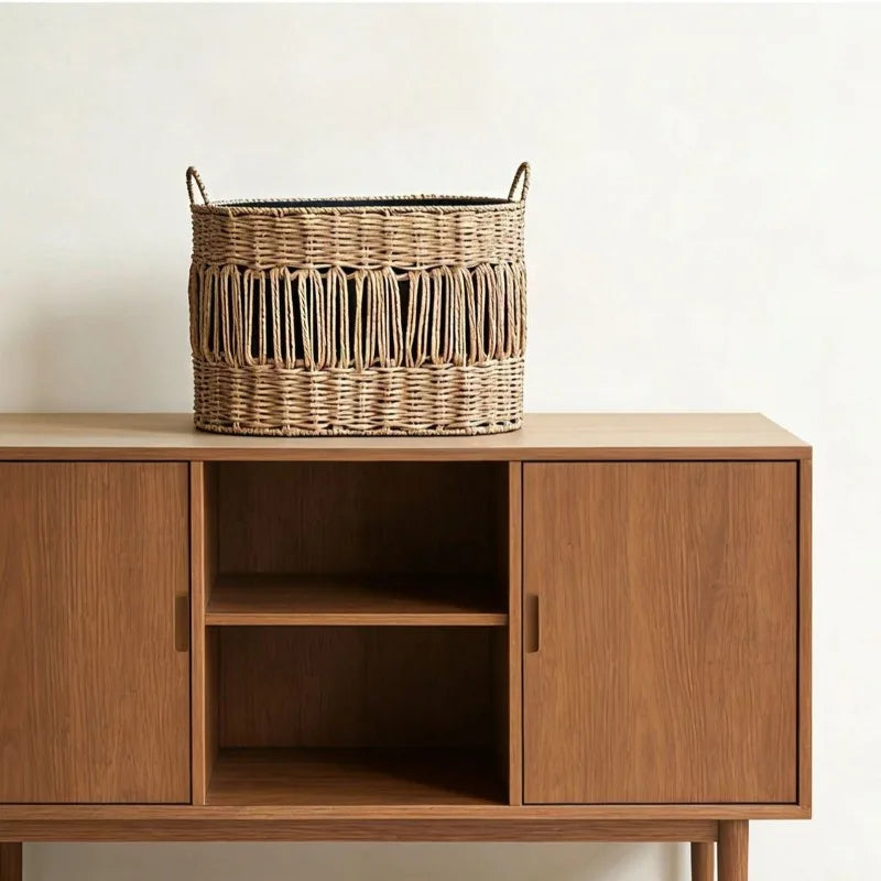 Retro Handwoven Storage Basket – Laundry & Home Organizer