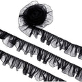 Black Organza Pleated Lace Ribbon Flower Trim 95mm – 8 Yards