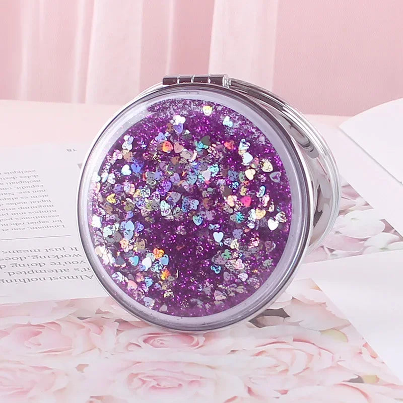 Double-Sided Folding Compact Pocket Mirror | Sparkling Sand