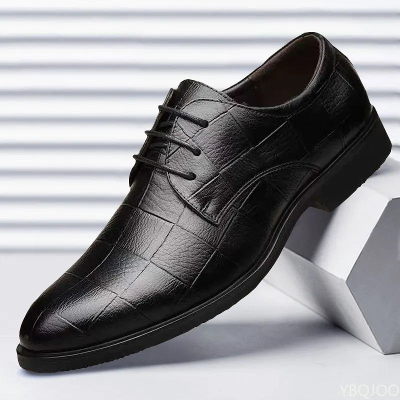 Men's Business Casual Leather Shoes – Soft Sole Lace-Up
