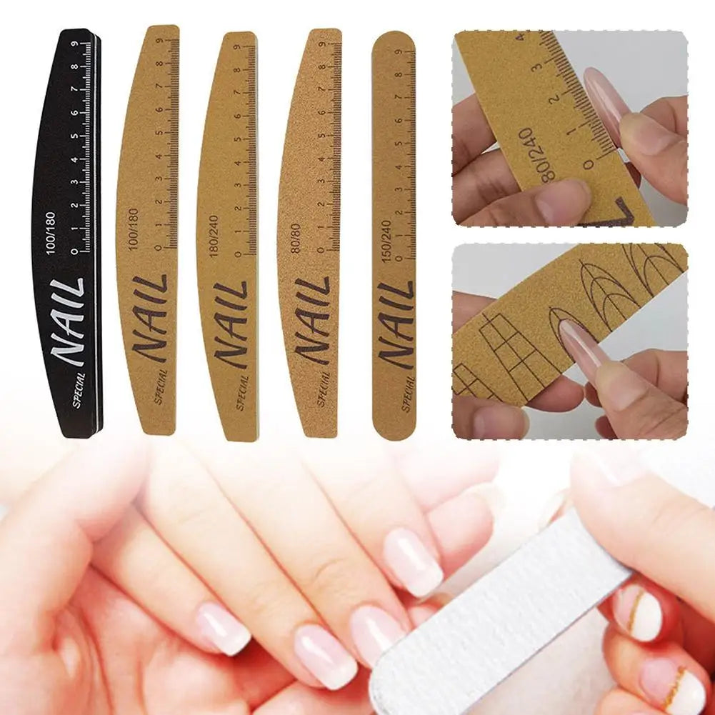 Double-Sided Nail Files 100/150/180/240 Grit with Scale Guide