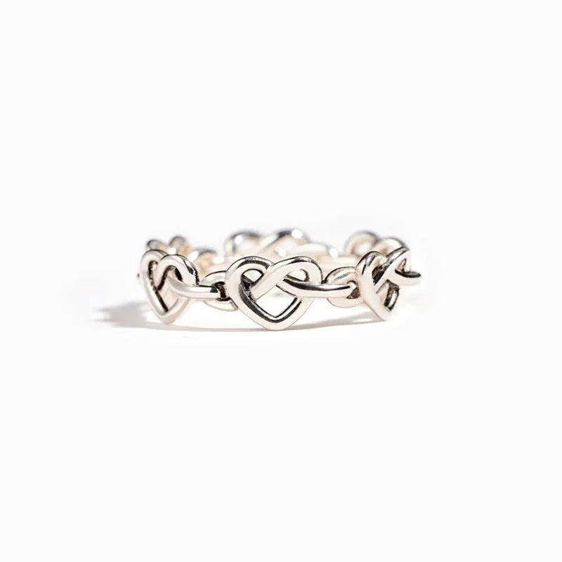 Huitan Hollow Heart Ring for Women – Dainty Brass Fashion Ring