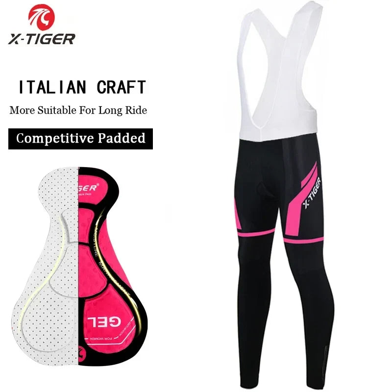 X-TIGER Women's Cycling Bib Tights 5D Gel Pad MTB & Road