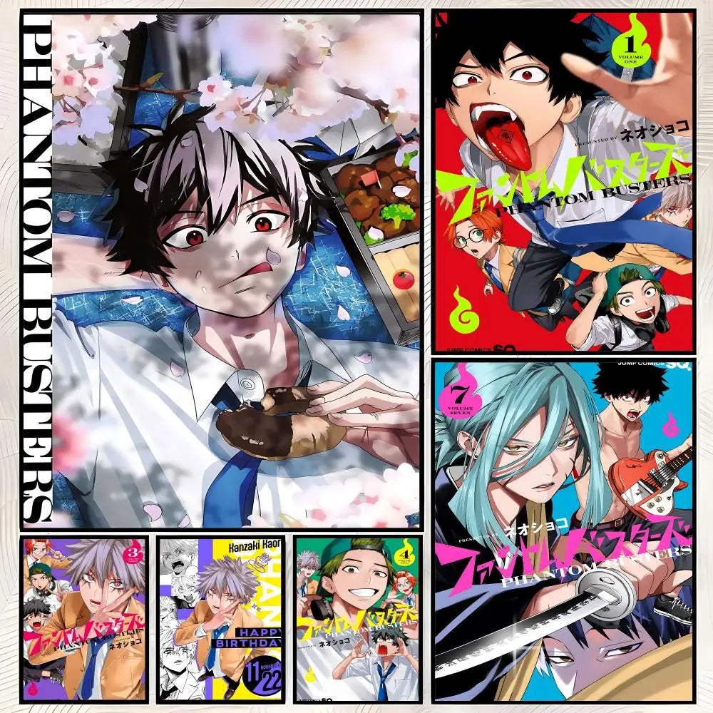 Manga Phantom Busters Self-Stick HD Wall Art Poster | Waterproof