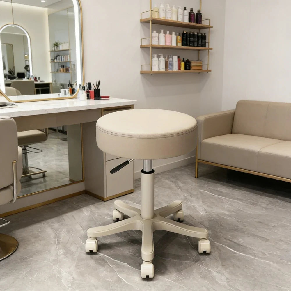 Lifting Rotating Salon Stool with Wheels | Barber & Manicure