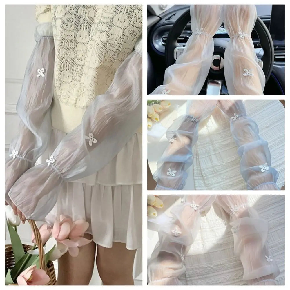 UV Ice Silk Arm Sleeves – Cooling Bow Fairy Style Sun Cover