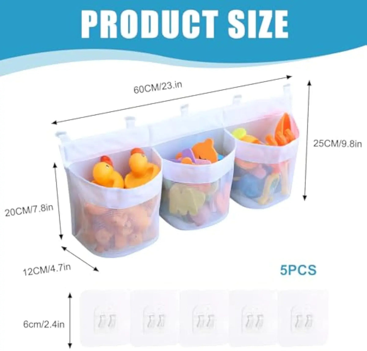 Bath Toy Organizer Tub Large Capacity Mesh Design Toys 3 Compartments