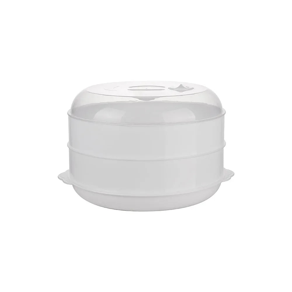 Double Plastic Steamer Microwave Oven Circular Covered Stackable Rice