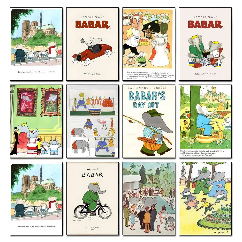 Babar Cartoon HD Wall Poster – Waterproof Sticky Home Decor