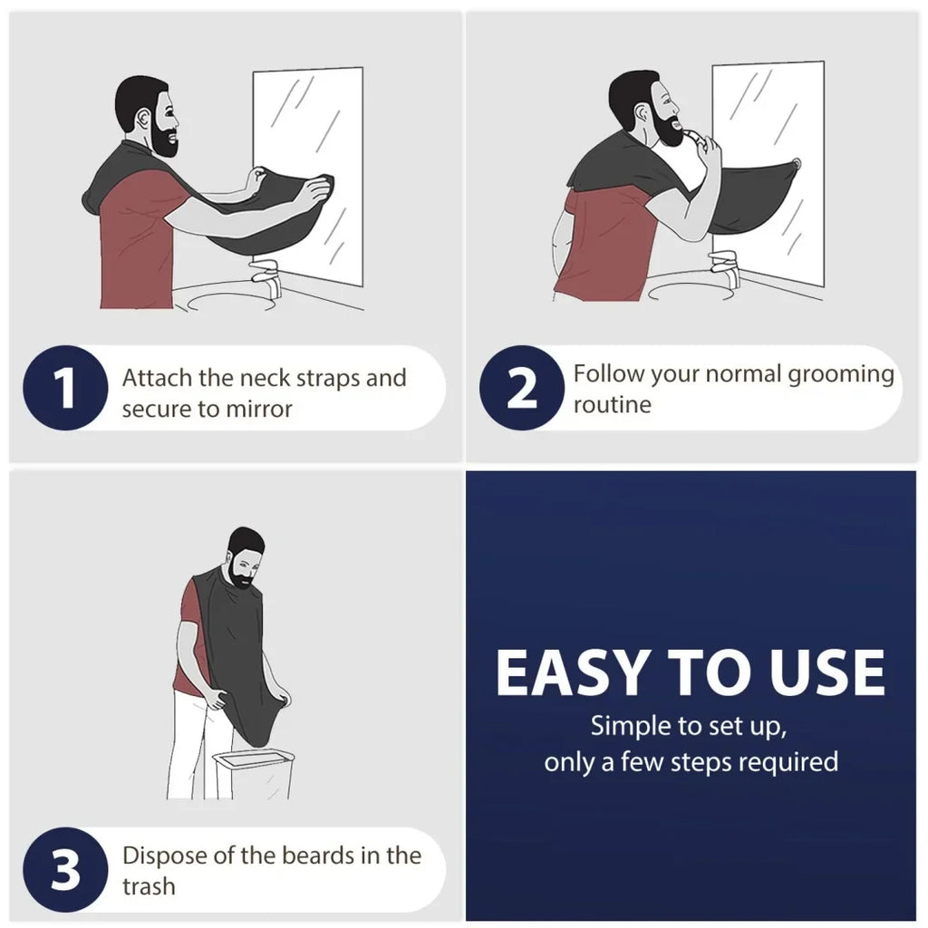 Men's Beard Shaving Apron with Suction Cups | Hair Catcher