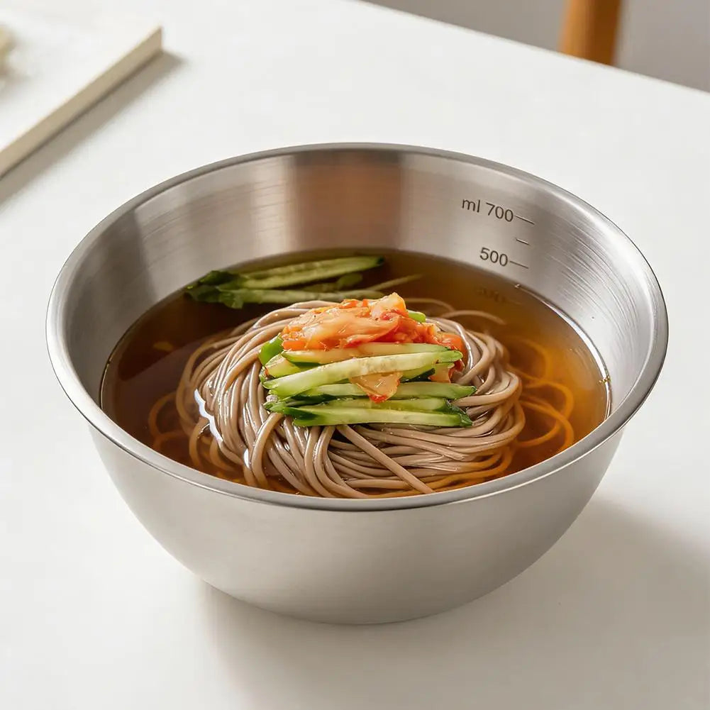 Korean 304 Stainless Steel Bowl Food Grade Round Mixing Salad