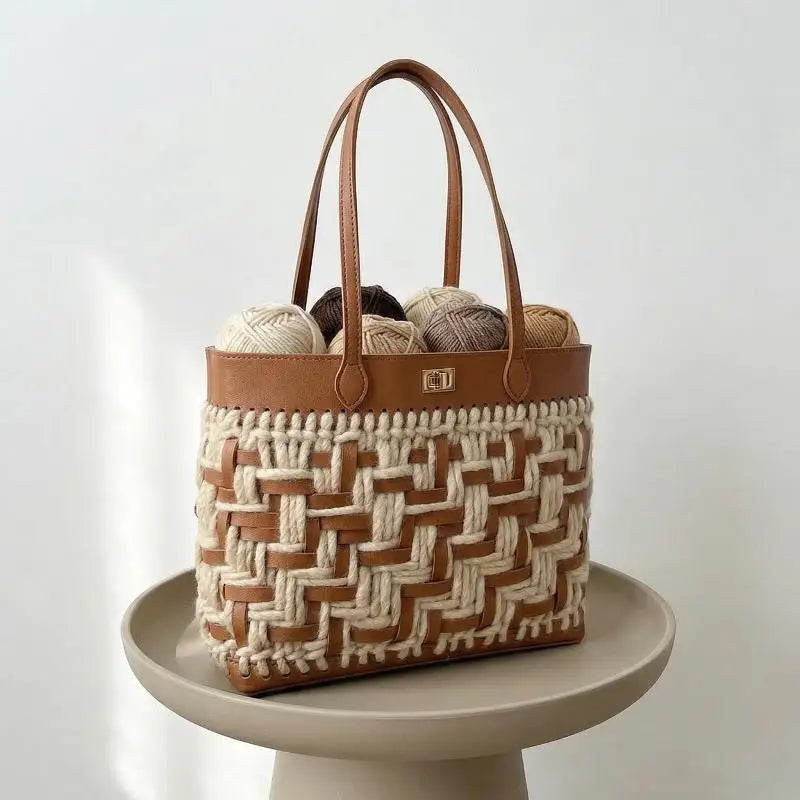 Woven DIY Handbag Double Handles – PU Replacement Bag Straps