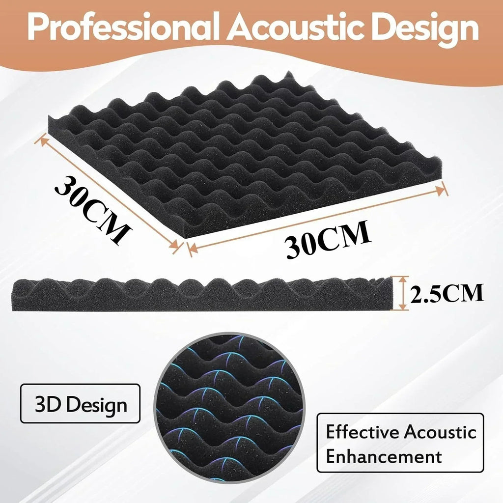 12-Pack Self-Adhesive Acoustic Foam Wall Panels | Home Studio