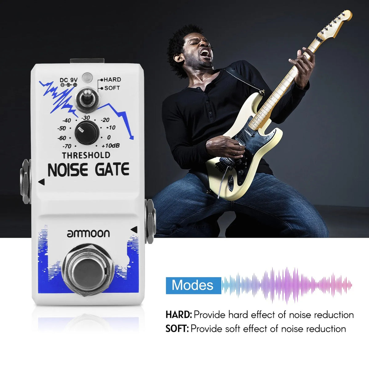 ammoon Noise Gate Guitar Pedal | True Bypass Zinc Alloy Shell