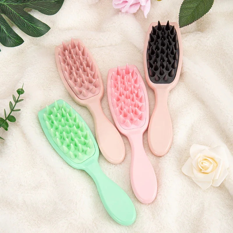 Silicone Scalp Massage Brush | Long Handle Shampoo & Scrubber