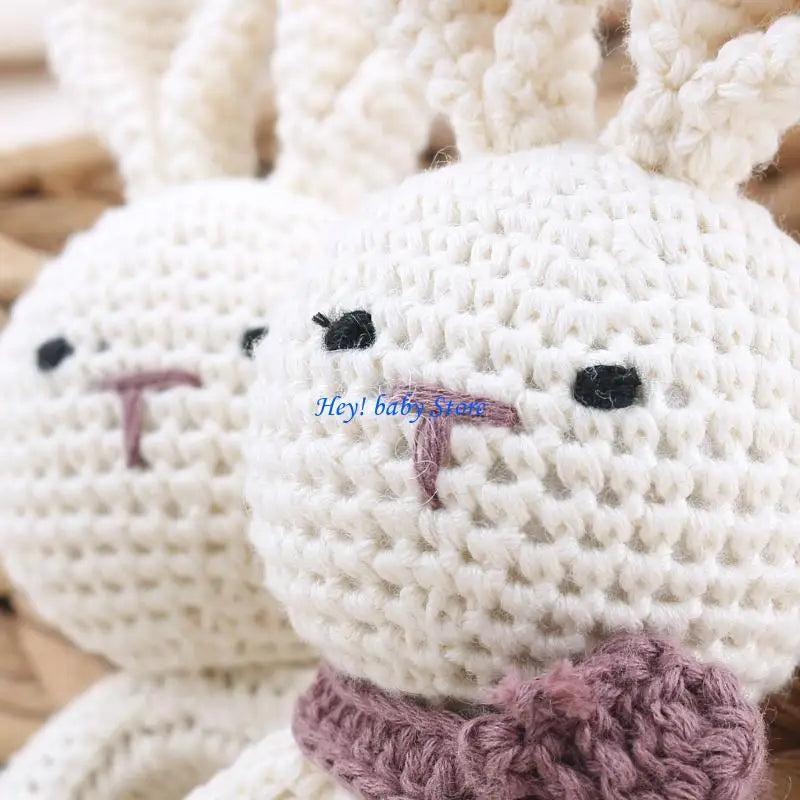 3-Piece Baby Crochet Bunny Rattle & Pacifier Clip Gift Set