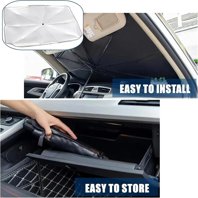 Folding Car Windshield Sunshade Umbrella | UV Block & Heat Shield