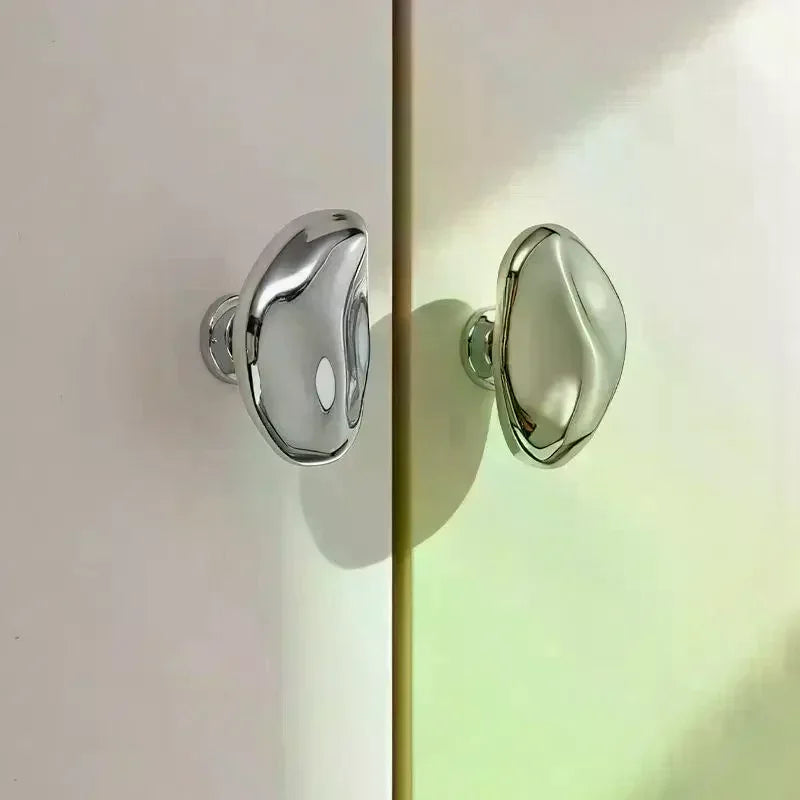 Silver Zinc Alloy Single Hole Cabinet Drawer Handle | Modern Style